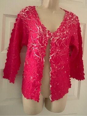 **Magic Scarf Hot Pink Origami Cardigan**